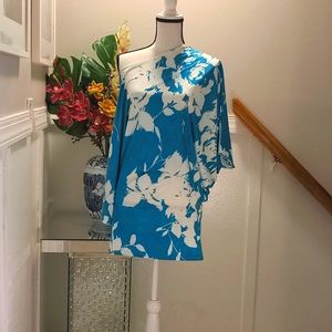 Turquoise off-shoulder sexy tropical boutique dres